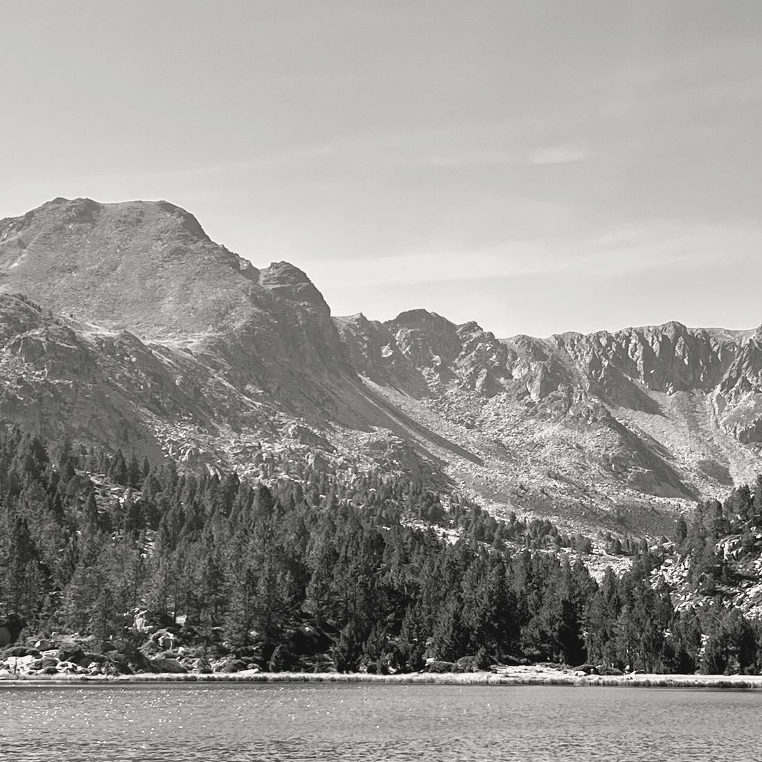 Duotone view of a Pyrenean ridge, Principality of Andorra